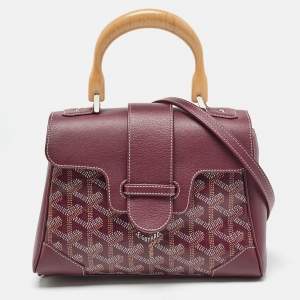 Goyard Burgundy Goyardine Coated Canvas and Leather Mini Saigon Top Handle Bag