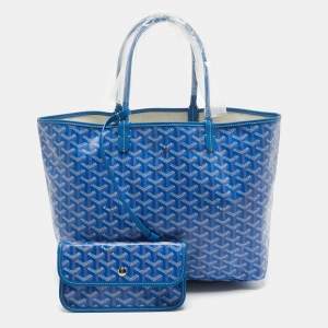 Goyard Blue Goyardine Coated Canvas and Leather Saint Louis PM Tote