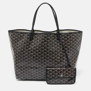 Goyard Black Goyardine Coated Canvas and Leather Saint Louis GM Tote