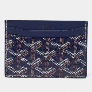 Goyard Navy Blue Goyardine Coated Canvas and Leather Saint Sulpice Card Case