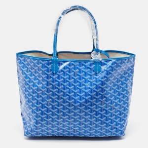 Goyard Blue Goyardine Coated Canvas and Leather Saint Louis PM Tote