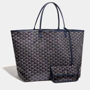 Goyard Navy Blue Goyardine Coated Canvas and Leather Saint Louis GM Tote Bag