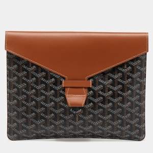 Goyard Brown Goyardine Coated Canvas and Leather Camondo II Horizontal MM Clutch