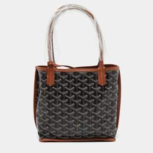 Goyard Black/Tan Goyardine Coated Canvas and Leather Anjou Mini Tote