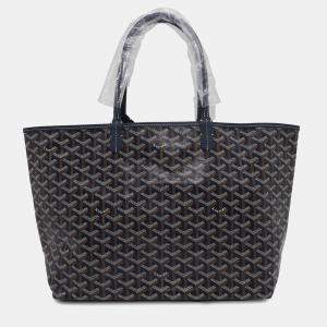 Goyard Navy Blue Pvc Coated Canvas Leather Saint Louis PM Tote Bag