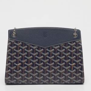 Goyard Blue Goyardine Coated Canvas and Leather Rouette Structure PM Shoulder Bag