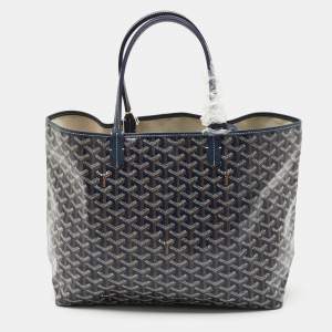 Goyard Navy Blue Goyardine Coated Canvas and Leather Saint Louis PM Tote