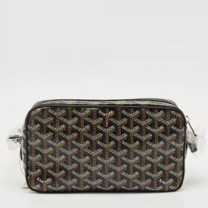 Pre Owned Goyard Black Goyardine Coated Canvas and Leather Cap Vert PM Crossbody Bag
