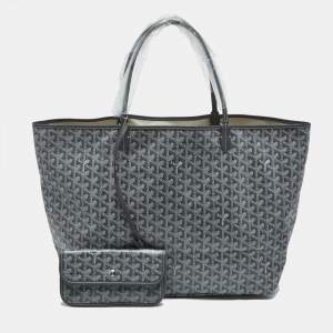 Goyard Grey Goyardine Coated Canvas and Leather Saint Louis GM Tote