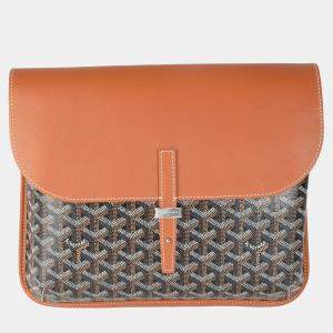 Pre Owned Goyard Gold Black Goyardine Canvas Coursier Messenger MM