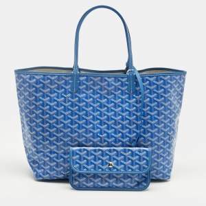 Pre Owned Goyard Blue Goyardine Coated Canvas and Leather Saint Louis PM Tote