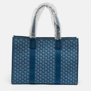 Pre Owned Goyard Villette MM Limited Edition Blue Goyardine Jacquard and Leather Tote