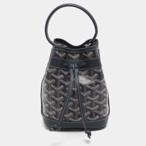 Pre Owned حقيبة دلو جويارد فلو بوت جوياردين لون كحلي مزين كنباس مغلف بحجم بي أم