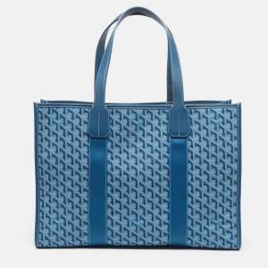 Pre Owned Goyard Villette MM Limited Edition Blue Goyardine Jacquard and Leather Tote