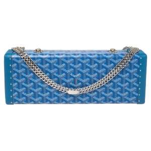 Goyard Goyardine Blue Coated Canvas Saint Honoré Clutch