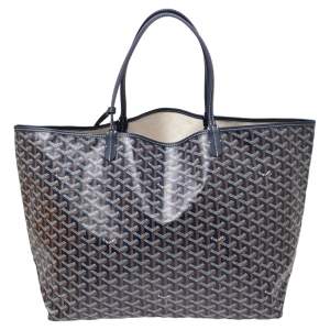 Goyard Navy Blue Goyardine Coated Canvas St. Louis GM Tote