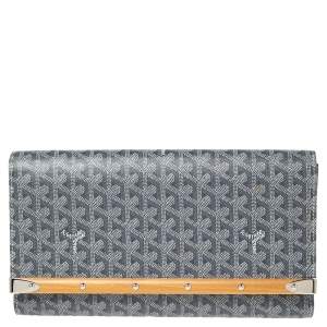 Goyard Grey Goyardine Coated Canvas Monte Carlo Bois Clutch