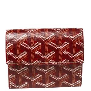 Goyard Red Goyardine Coated Canvas and Leather Marigny Wallet