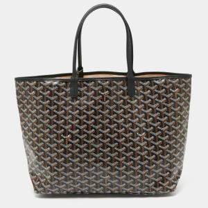 Goyard Black Goyardine Coated Canvas and Leather Saint Louis PM Tote