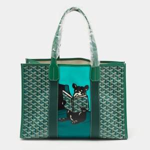 Goyard Green Goyardine Coated Canvas and Leather Villette Tote