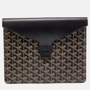 Goyard Blue Goyardine Coated Canvas And Leather Commando Envelope 2 Large Pouch Clutch