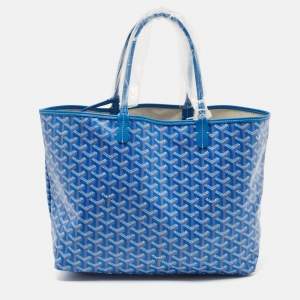 Goyard Blue Goyardine Coated Canvas and Leather Saint Louis PM Tote