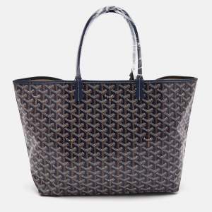 Goyard Navy Blue Goyardine Coated Canvas and Leather Saint Louis PM Tote