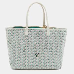 Goyard White/Green Goyardine Coated Canvas and Leather Saint Louis PM Tote