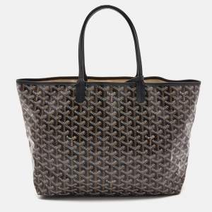 Goyard Black Goyardine Coated Canvas and Leather Saint Louis PM Tote