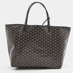 Goyard Black Goyardine Coated Canvas and Leather Saint Louis GM Tote