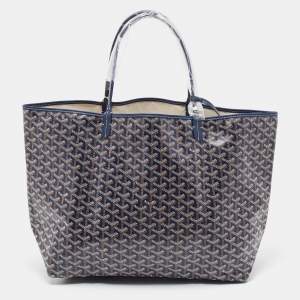 Goyard Navy Blue Goyardine Coated Canvas and Leather Saint Louis GM Tote