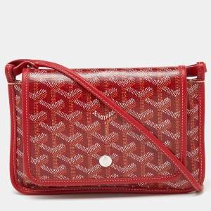 Goyard Red Goyardine Coated Canvas and Leather Plumet Crossbody Bag