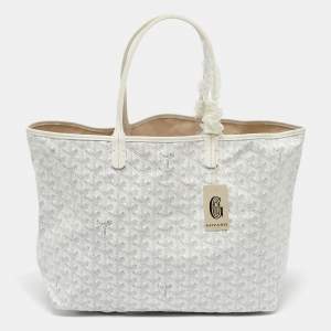 Goyard White Goyardine Canvas and Leather Saint Louis PM Tote