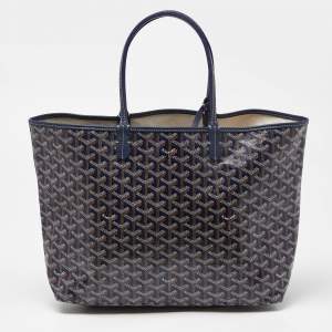 Goyard Blue Goyardine Coated Canvas and Leather Saint Louis PM Tote