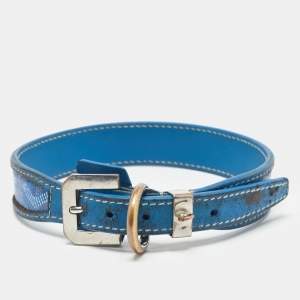 Goyard Blue Goyardine Coated Canvas and Leather Dog Collar 