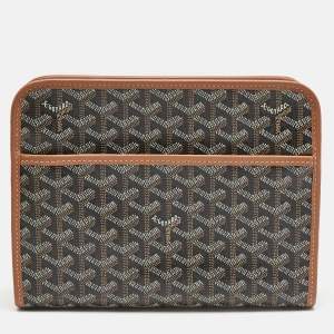 Goyard Brown Goyardine Coated Canvas and Leather Jouvence MM Toiletry Pouch