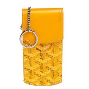 Goyard Mustard Yellow Coated Canvas And Leather Portier GM Key Pouch