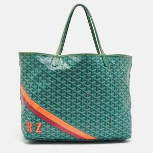 Goyard Green Goyardine Coated Canvas and Leather Stripe Saint Louis GM Tote