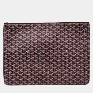 Goyard Burgundy Coated Canvas GM Senna Clutch 