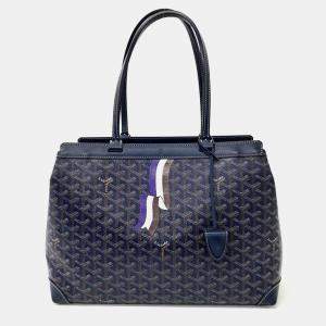 Goyard Blue Goyardine Coated Canvas and Leather Bellechasse PM Tote