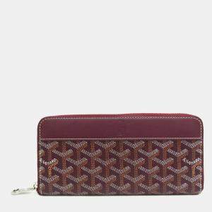 Goyard Burgundy Goyardine Matignon GM Zip Around Wallet 