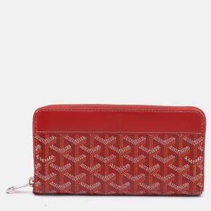 Goyard Red Goyardine Coated Canvas Matignon Zip Around Wallet