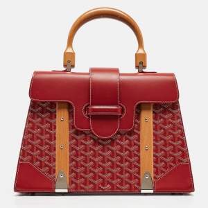 Goyard Red Goyardine Coated Canvas and Leather Saigon MM Top Handle Bag