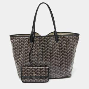 Goyard Black Goyardine Coated Canvas and Leather Saint Louis GM Tote