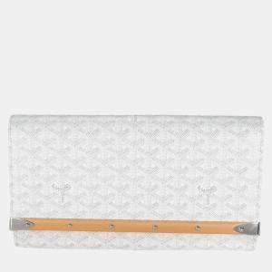 Goyard White Goyardine Canvas Monte Carlo Boise Clutch