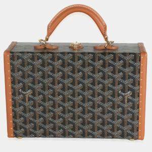 Goyard Black Tan Goyardine Canvas Grand Hotel Trunk Bag