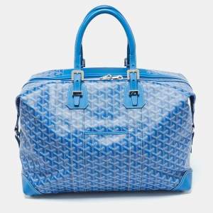 Goyard Blue Goyardine Canvas Bowling 45 Bag