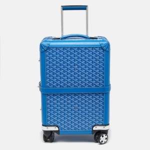 Goyard Blue Goyardine Coated Canvas and Leather Bourget PM Trolley