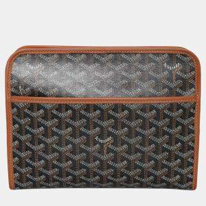 Goyard Dark Brown Coated Canvas Trousse Jouvence MM Clutch Bag