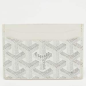 Goyard White Goyardine Coated Canvas and Leather Saint Sulpice Card Holder